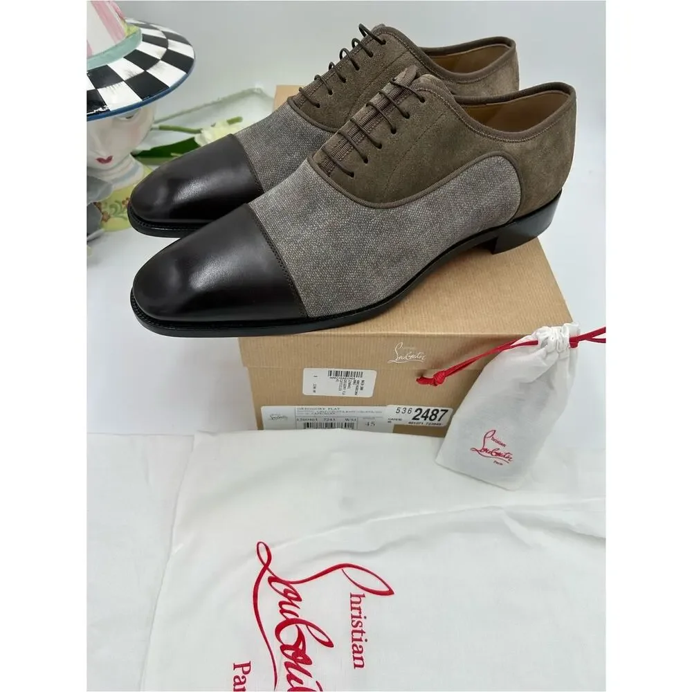 Men's Christian Louboutin,Greggo leather and fabric Oxford size 45 made in Italy